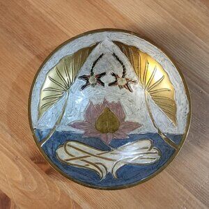 Vintage India Enamel Scorpion CopperBrassMetal Decorative Bowl